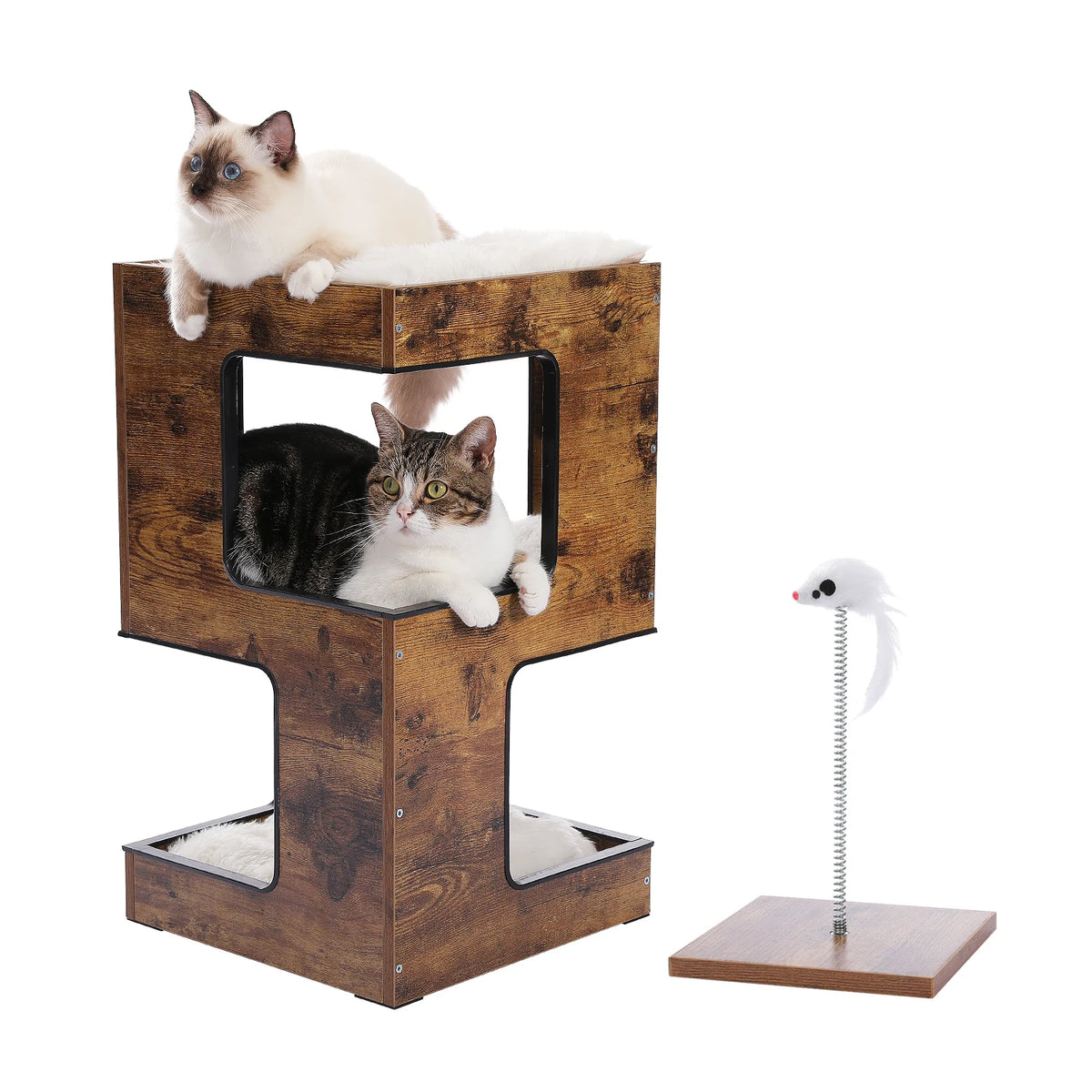 Pawz Road Modern Wood Cat Condo With Integrated Scratching Pad