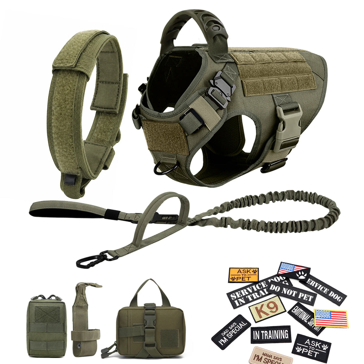 Petravel Padded Tactical Dog Harness Vest Set With Leash