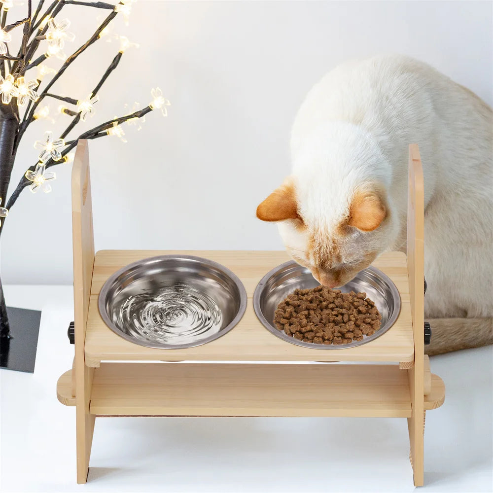 Height Adjustable Raised Stainless Steel Dog Bowl Stand