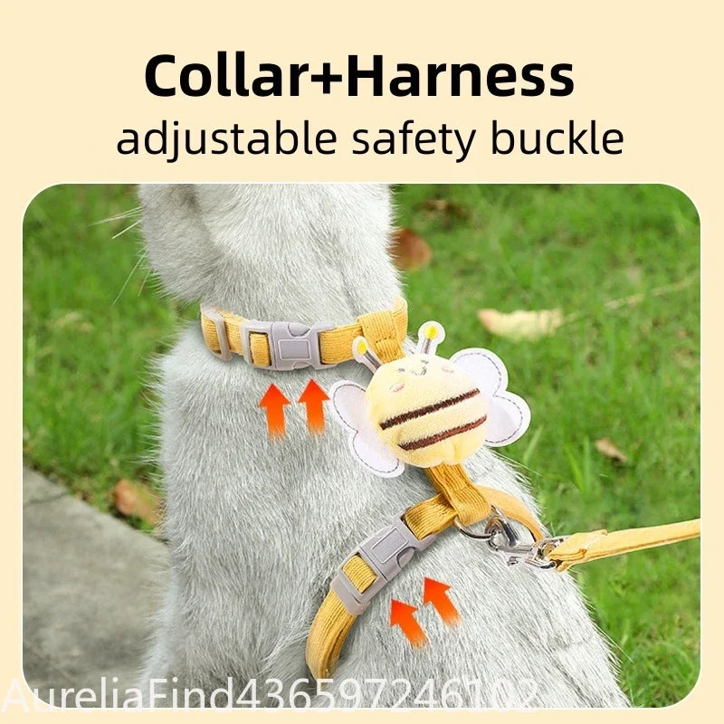Adjustable Pet Harness Collar Leash Set For Cats And Dogs
