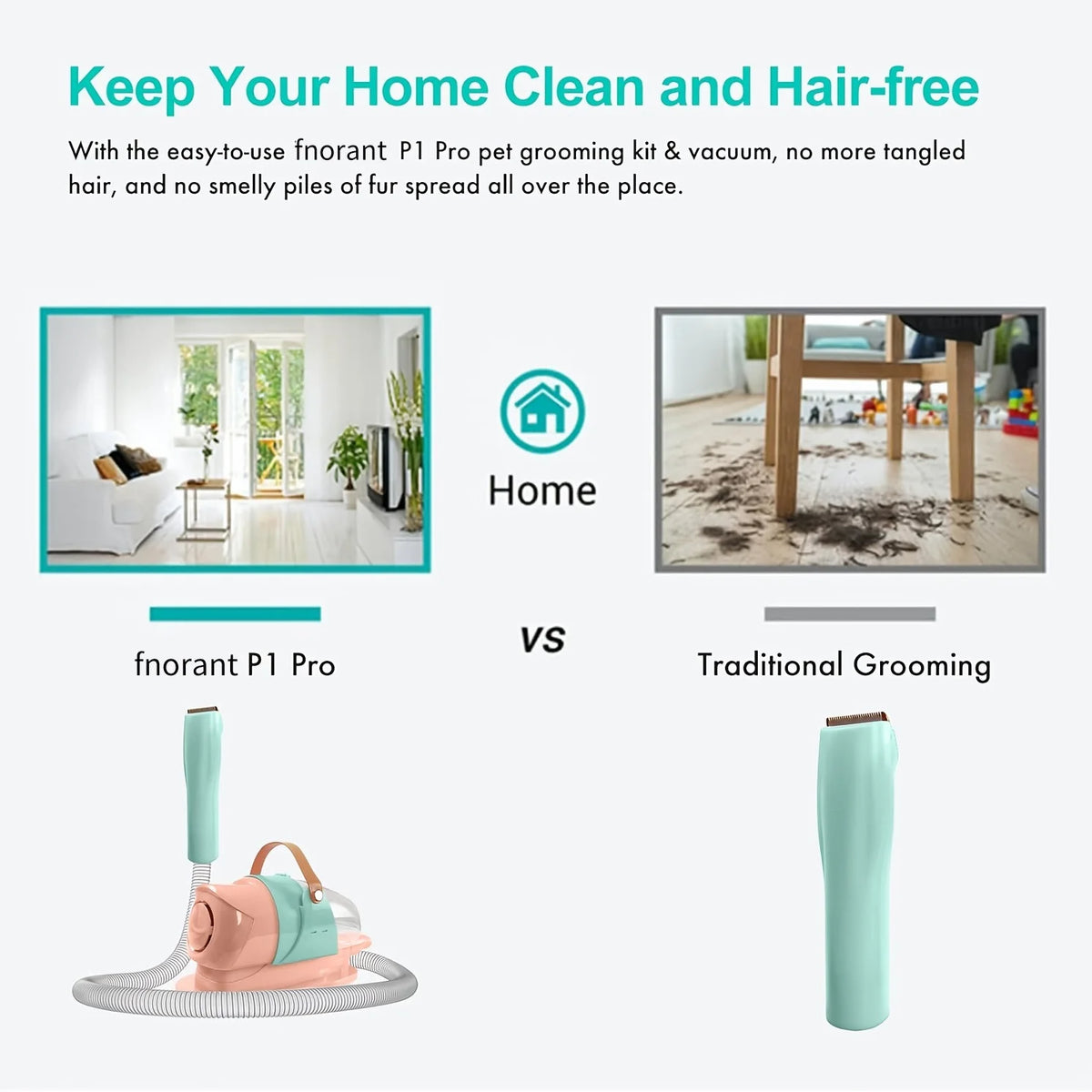 Professional Pet Grooming Vacuum Kit With Clipper For Pets