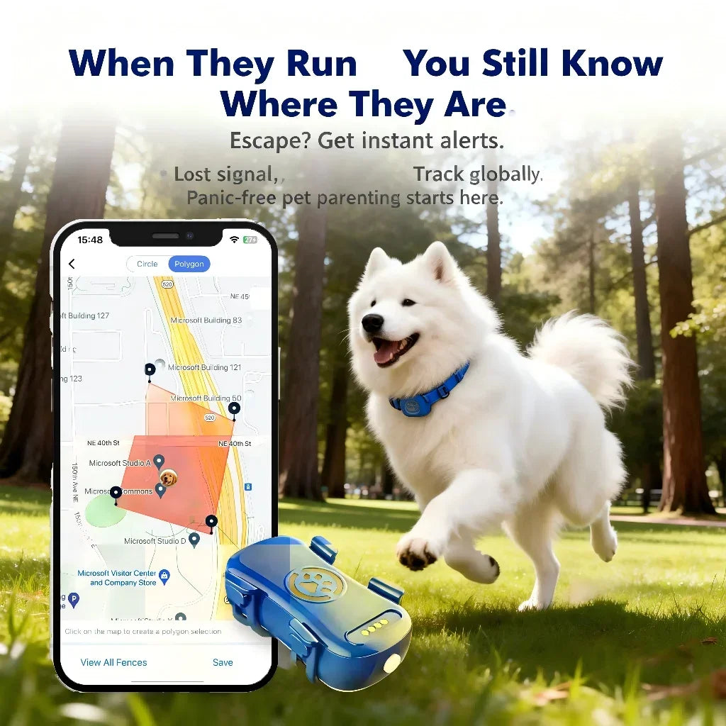 Wanwaytech 4G LTE GPS Pet Tracker Dogs Cats QR Locator