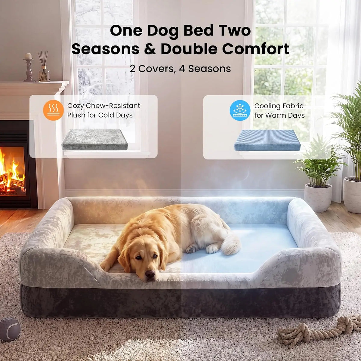Orthopedic Memory Foam Dog Bed With Cooling Gel Cover