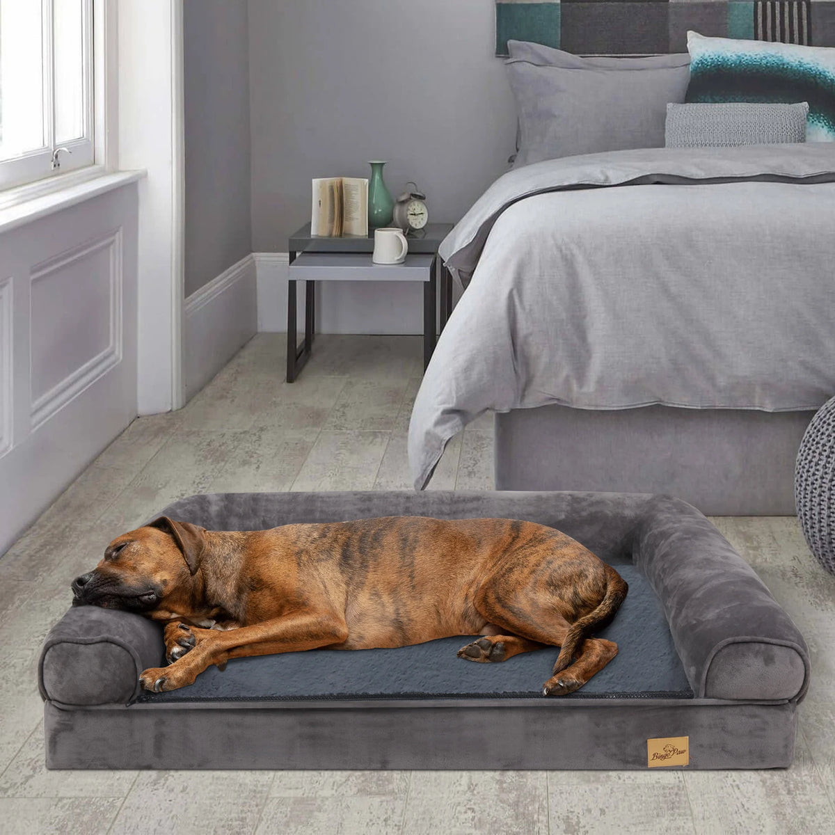 Bingopaw Orthopedic Bolster Dog Bed Waterproof Removable Cover Non Slip