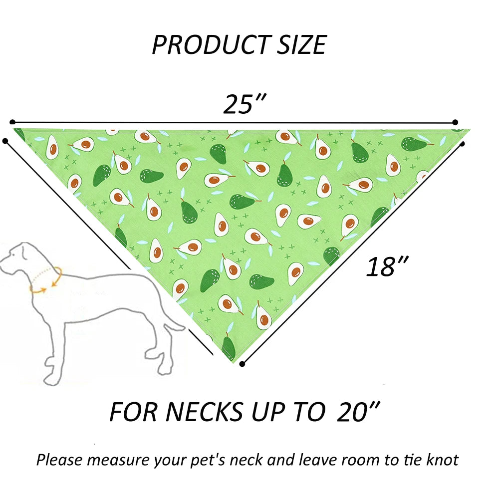 Adjustable Washable Fruit Floral Dog Bandana Soft Cloth Triangle Scarf