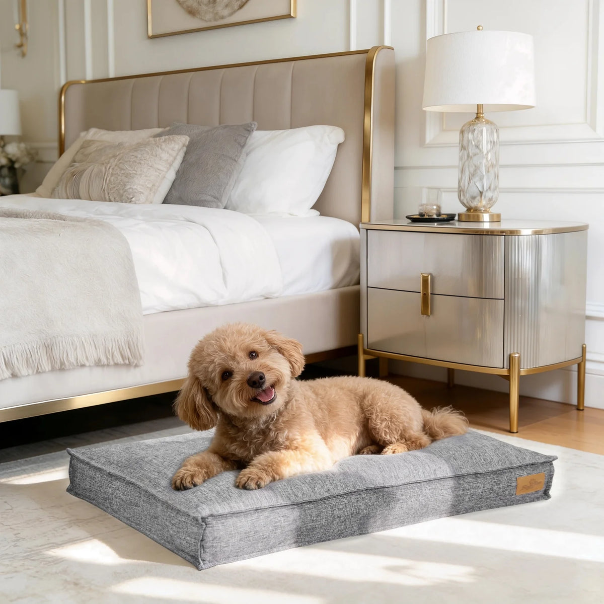 Bingopaw Waterproof Foam Dog Crate Bed With Linen Cover