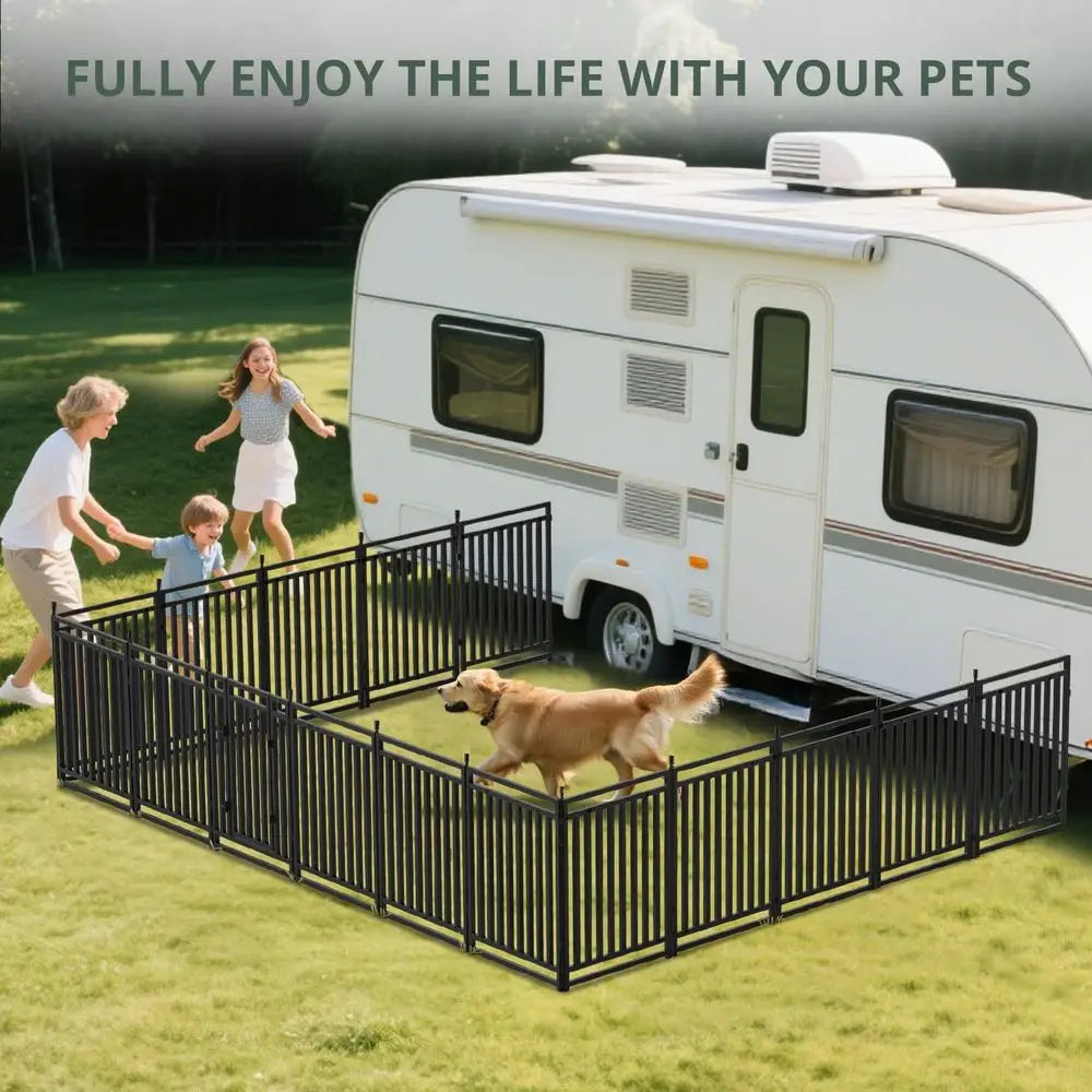 Sturdy 16 Panel Metal Dog Playpen For Indoor Outdoor Use