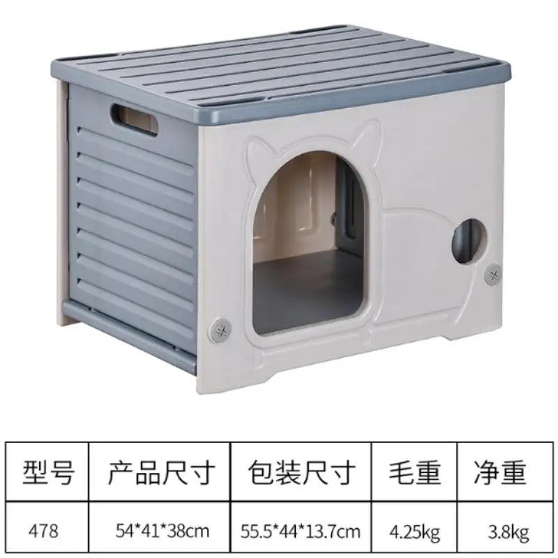 Outdoor Rainproof Plastic Cat House For Pets Seasonal Cozy Nest