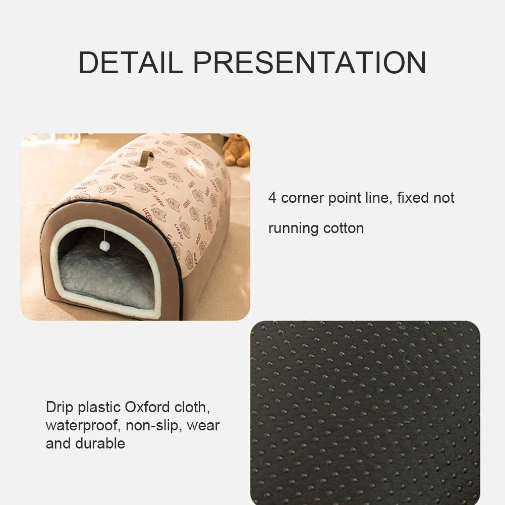 Washable Detachable Velvet Cave Bed House For Dogs And Cats