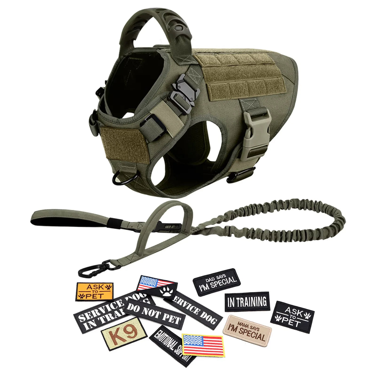 Petravel Padded Tactical Dog Harness Vest Set With Leash