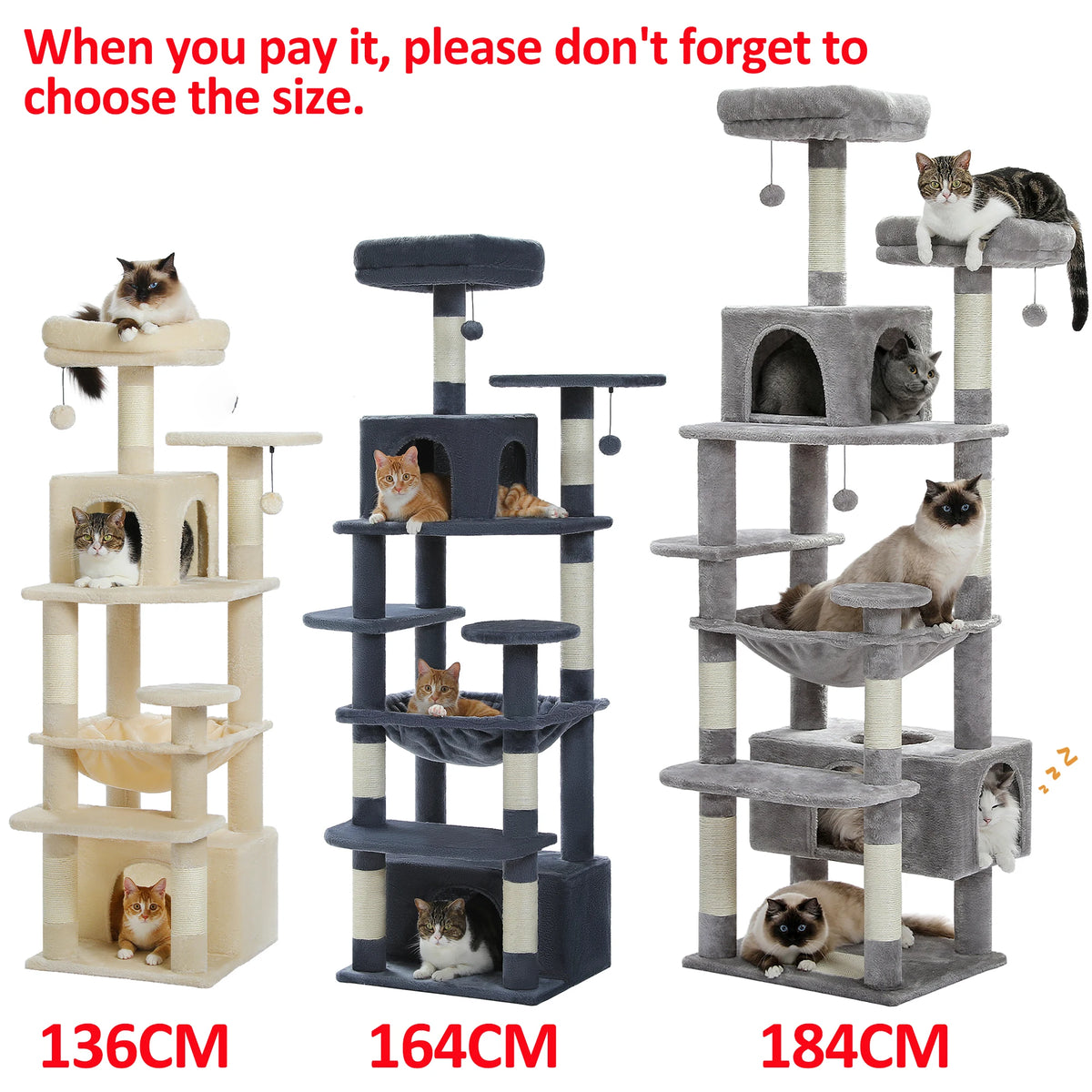 PAWZ Road Indoor Cat Tree Tower With Hammock And Scratch Posts
