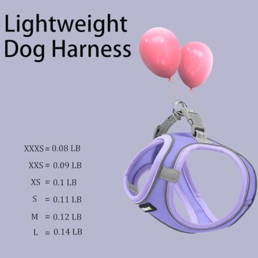 Sparkly Soft Step In Reflective Breathable Puppy Harness With Leash