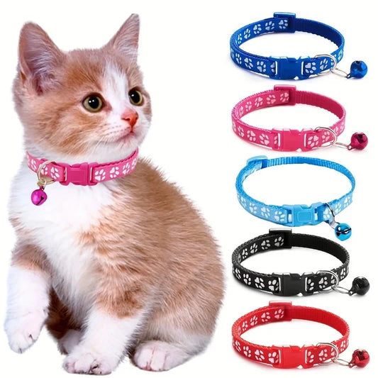 Adjustable Cat Collar With Decorative Bell And Ribbon Accent