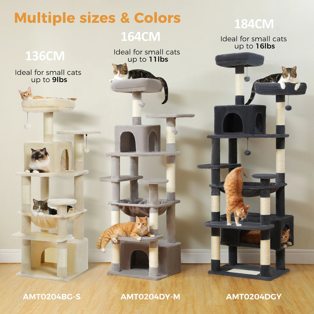 PAWZ Road Indoor Cat Tree Tower With Hammock And Scratch Posts