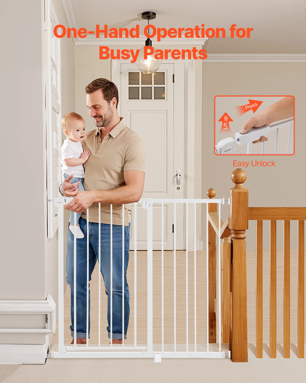 SucceBuy Pressure Mount Easy Step Baby Pet Safety Gate