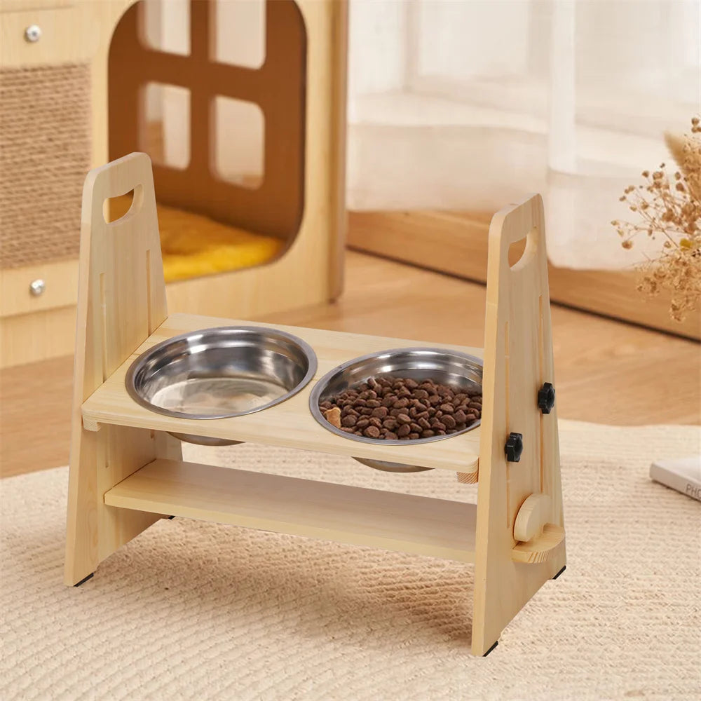 Height Adjustable Raised Stainless Steel Dog Bowl Stand