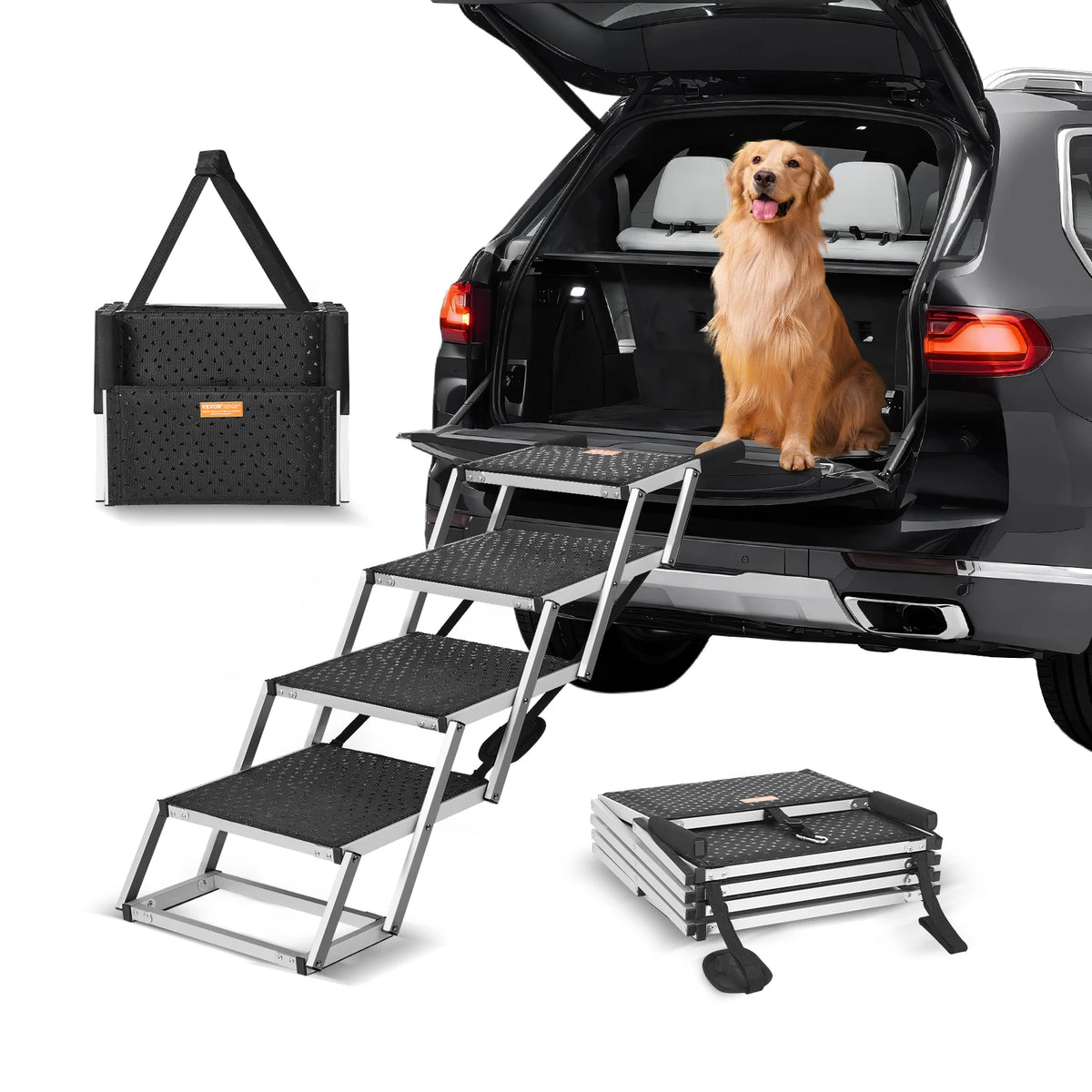 SucceBuy Folding Dog Car Steps for Easy Pet Access