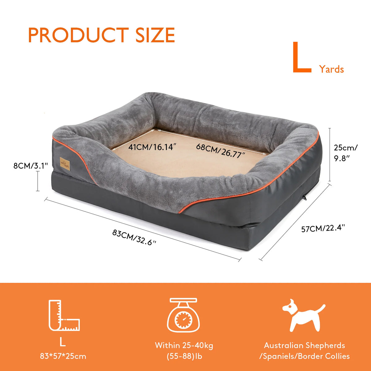 BINGOPAW Soft Comfortable Dog Bed Removable Washable Fleece Cover Waterproof
