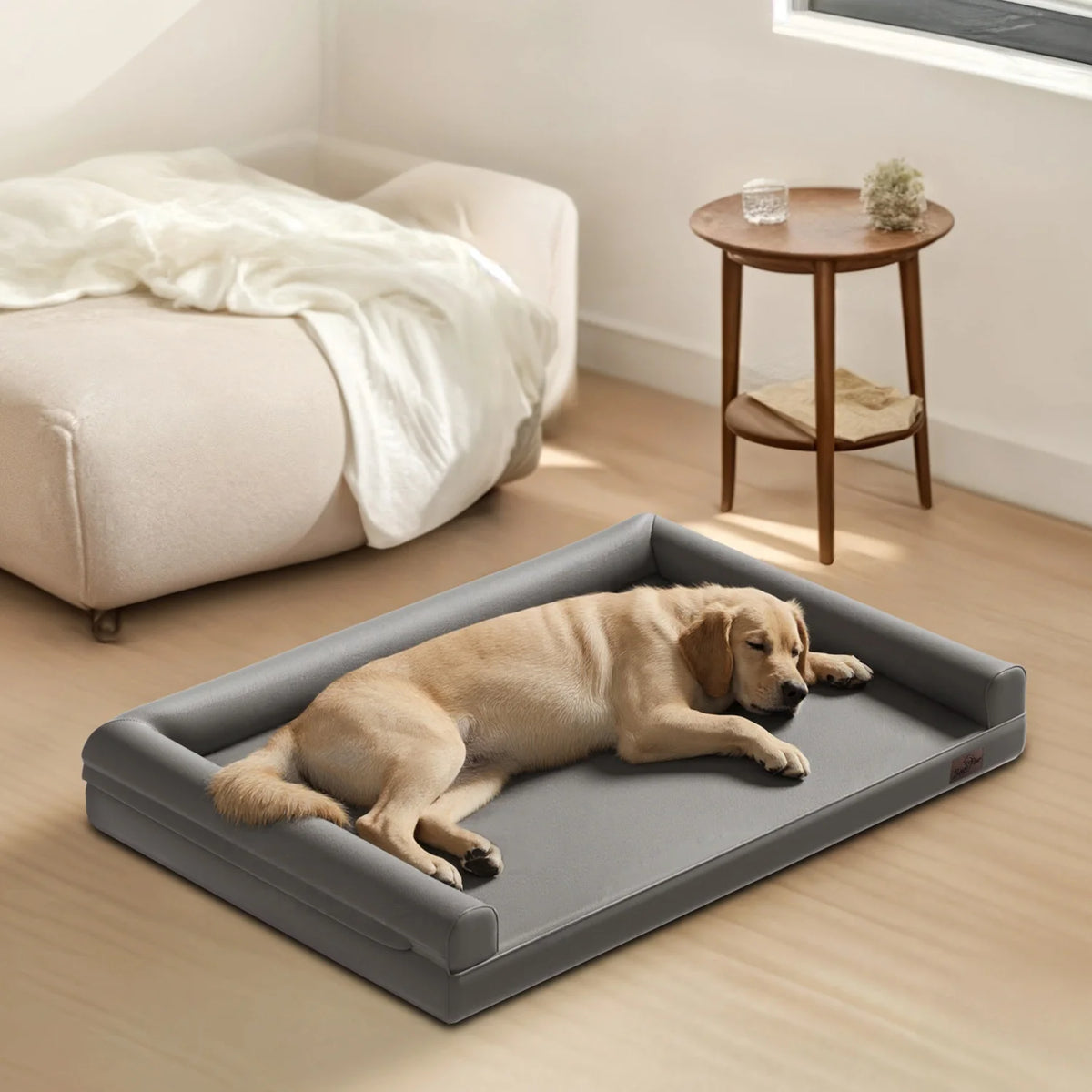 Bingopaw Orthopedic Dog Bed With Supportive Bolster And Microfiber Cover