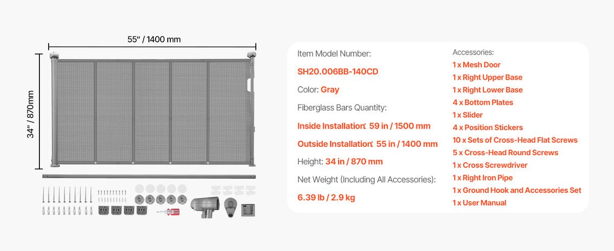 SucceBuy Retractable Mesh Barrier Gate For Children And Pets