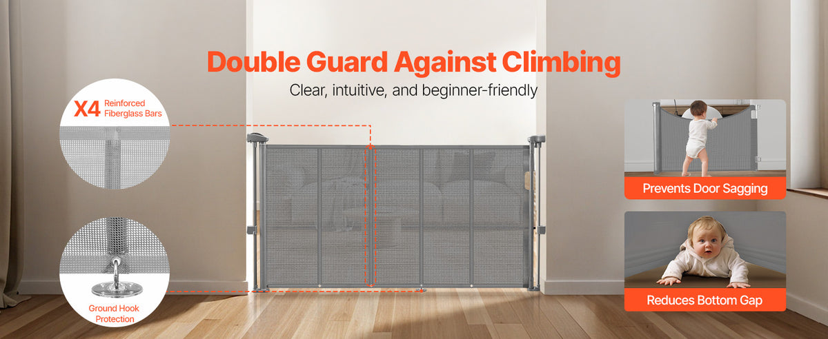 SucceBuy Retractable Adjustable Mesh Baby And Pet Gate